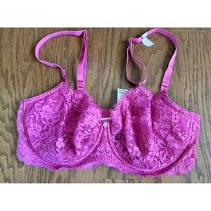 Victorias Secret Dream Angels Push Up No Padding Bra Bright Pink Lace 38D NWT!